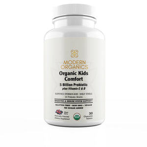 
                  
                    Load image into Gallery viewer, Certified Organic Kids Comfort 5 Billion Probiotic Supplement Bottle Front View
                  
                